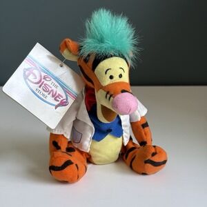 Vintage Disney Store Winnie the Pooh Tigger Mad Scientist‎ 9" Bean Bag Plush Toy